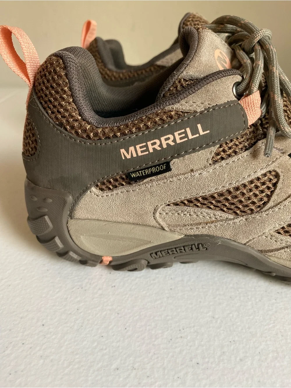 Merrell Alverstone Waterproof Hiking Shoes Aluminum/Coral Size 7.5
